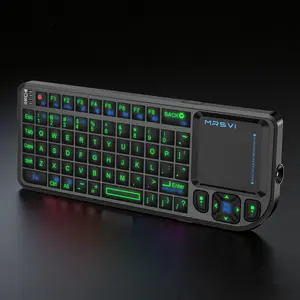 Mini Bluetooth-compatible & Wireless Keyboard with Touchpad, RGB Backlit, Laser Pointer, Home Entertainment Remote, Compatible with Smart TV, MAC, Windows