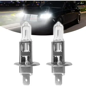 H1 Headlight Bulb 12V 55W Halogen Bulb, 2PCS Low Beam High Beam Fog Light Quartz Lamp Replacement, Car Xenon White Plug and Play Headlight Bulbs Driving Light Bulb