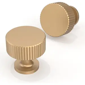 10 Pack 1-1/10 Inch(28mm) Champagne Bronze Round Single Hole Cabinet Knobs Pulls for Kitchen Cabinets and Drawers