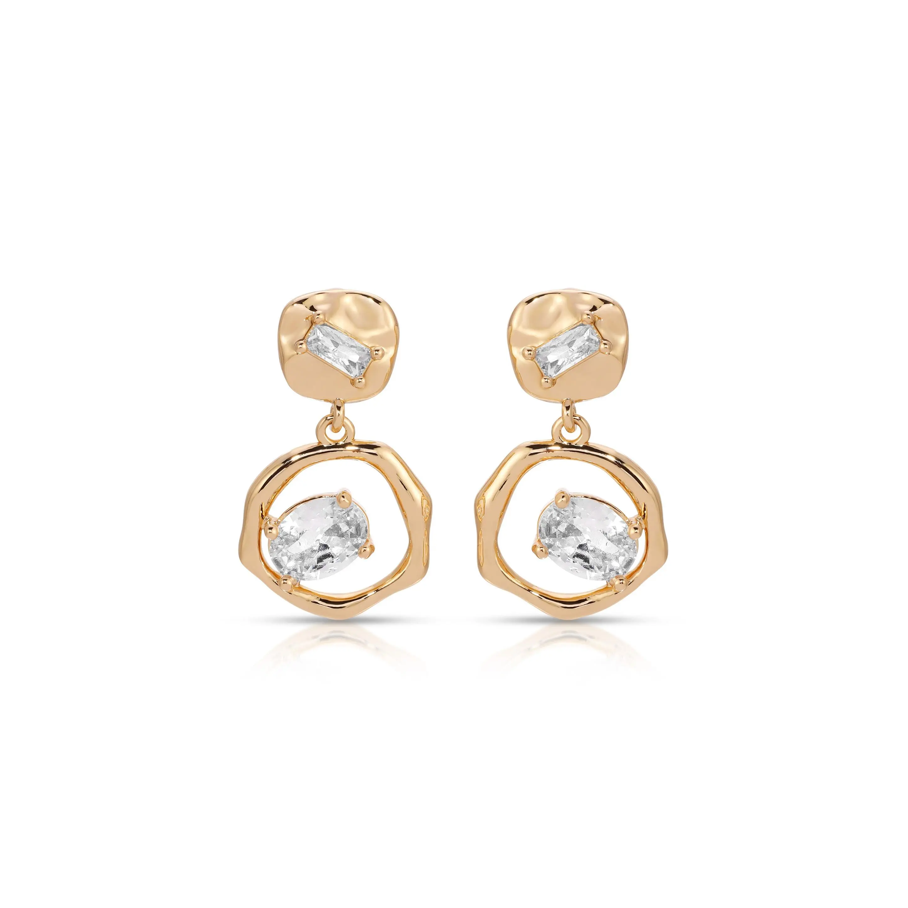 Organic Shape Crystal Earrings