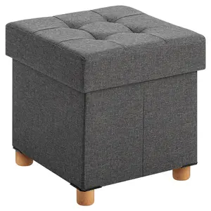 Storage Ottoman with Ample Storage Space Modern Tufted Fabric Design Sturdy Construction Versatile Use as Extra Seat for Guests Easy Assembly