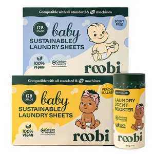 Roobi - Baby Laundry Detergent Sheets & Scent Booster Beads - Specially Formulated for Baby's Sensitive Skin Carbon Netural 100% Vegan