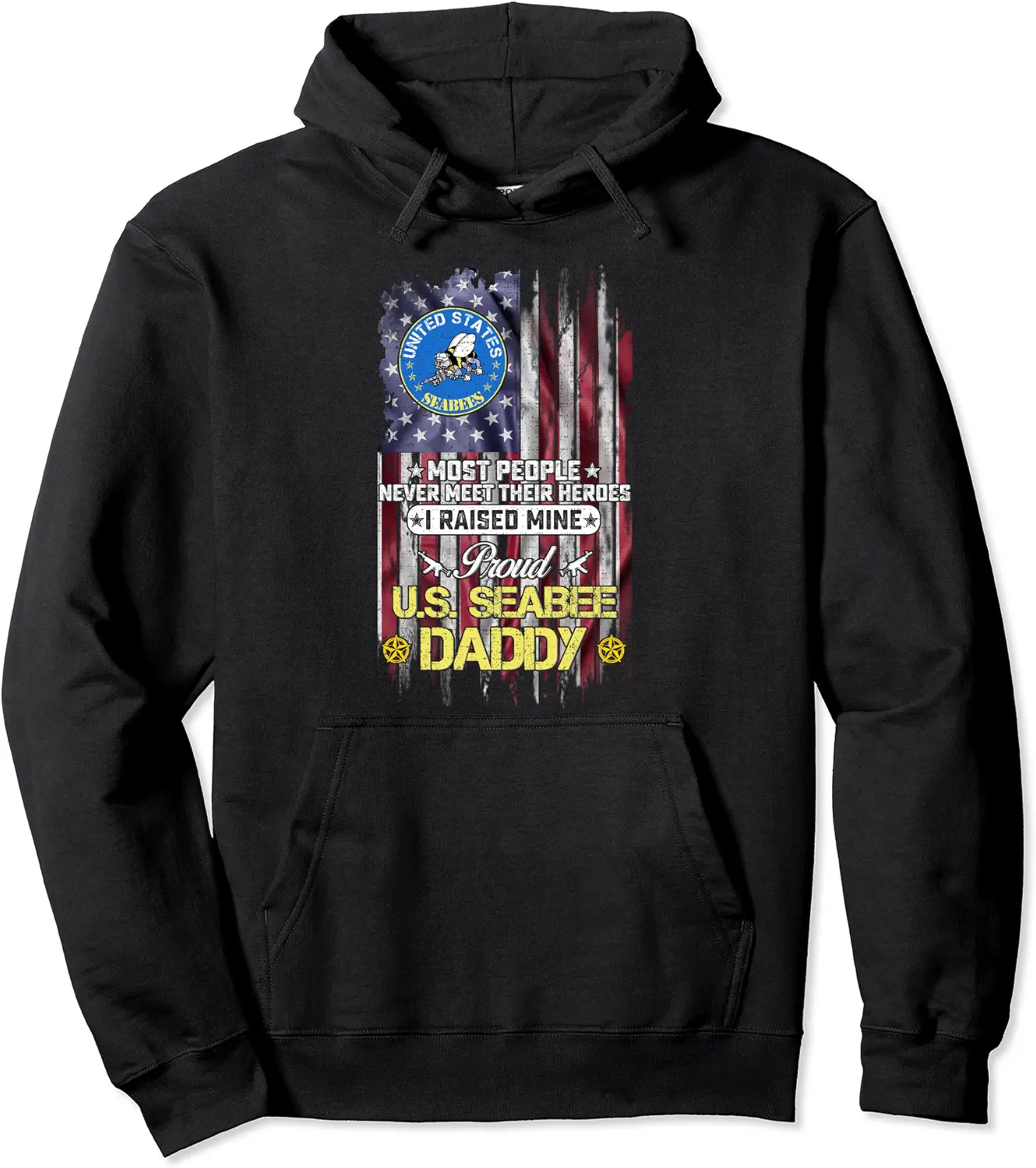 USA Flag Proud US Seabee Veteran Daddy - I Raised Mine Pullover Hoodie - Keylamartine Shop 93B0BRNZBC76