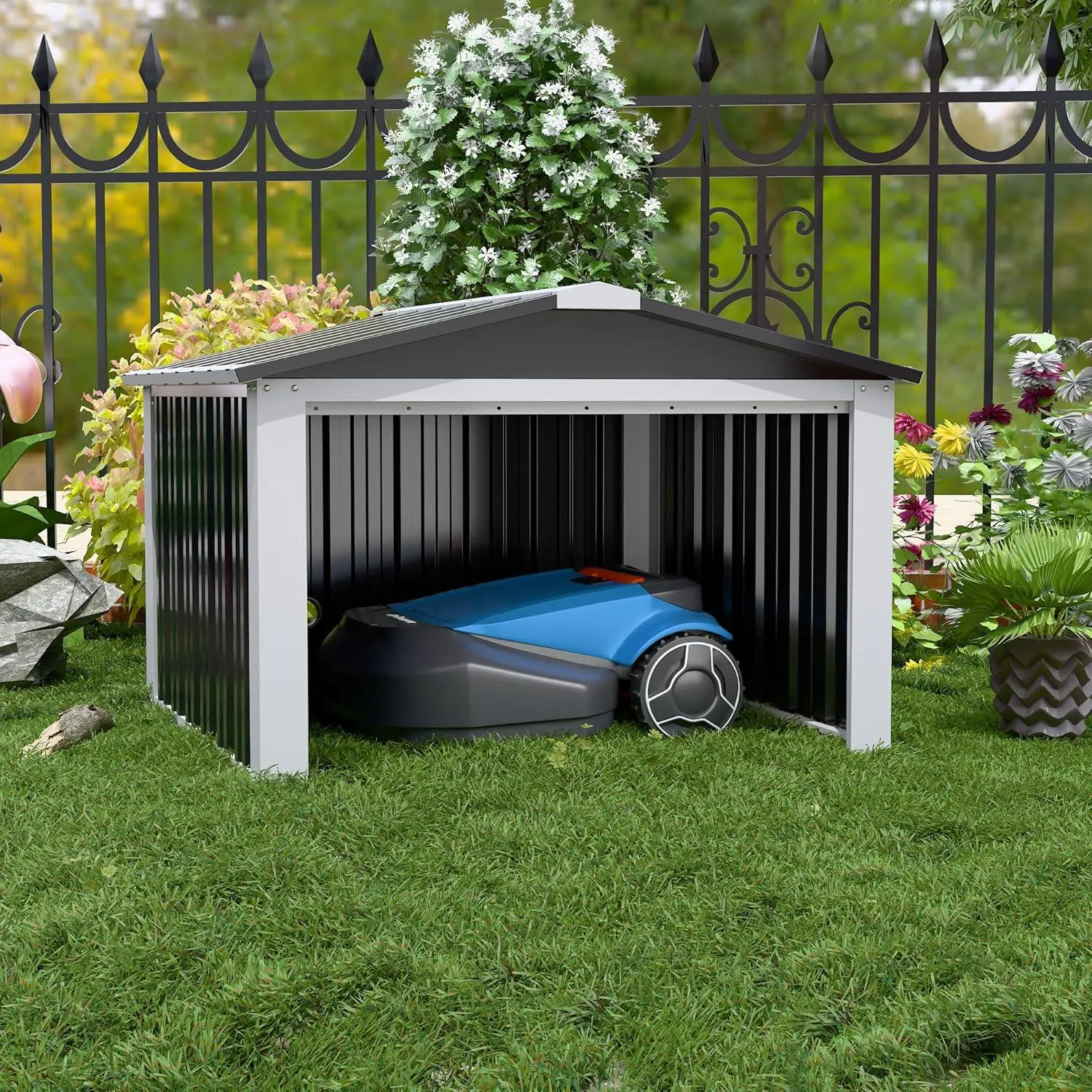 Waterproof Robot Lawn Mower Garage Outdoor Storage Shelter for Automatic Mowers, Lawn Maintenance, Yard Work Equipment