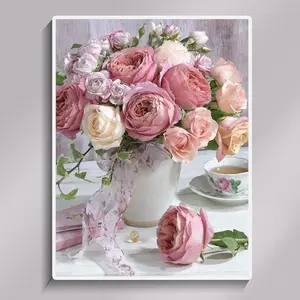 5D Diamond Painting Pink Rose Art Kit for Kids & Adults Full Round Beads Cross Stitch DIY Home Wall Decor Gift 30x40cm HD Canvas Rhinestone Beads