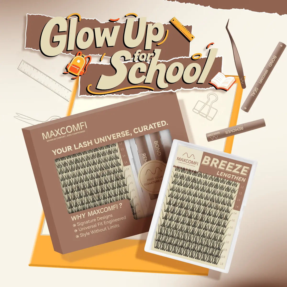Maxcomfi Lengthen Breeze False Eyelashes -Dd curl , Spider Lashes , Kim K Lashes , Maddy lashes, Summerlashes,back to school