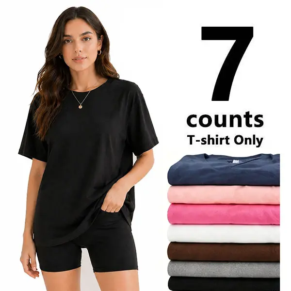【Limited Time deal】【Fast Shipping】 Women Short Sleeve T-Shirt Multipack, Loose Fit Solid Color Round Neck Casual Tops, CC-Peach All Seasons Daily Basic Tees for Women Tshirt Womenswear Crewneck Shortsleeve#SummerVibes（Only T-shirt） summerwins, Women's Clo
