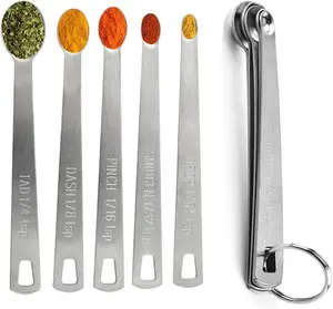 Measuring Spoons Set, Includes 1/4 tsp, 1/8 , 1/16 , 1/32 , 1/64 , Tablespoon and Teaspoon for Measure Liquid and Dry Ingredients, Food Grade Stainless Steel measuring Cups (5)