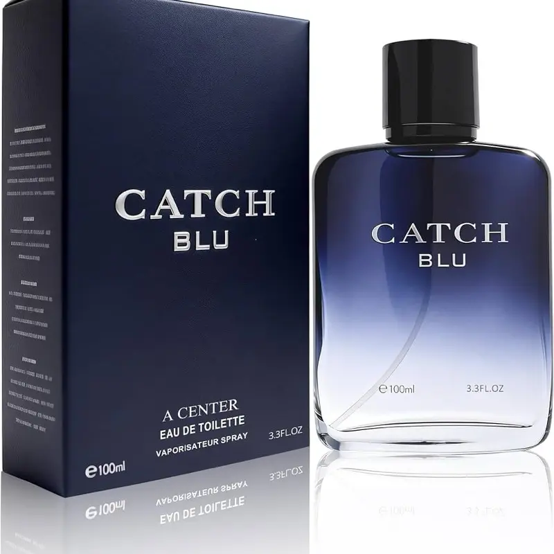 Catch Blu Men's Eau de Parfum | 3.4 Fl Oz Fresh Aquatic Cologne | Citrus Mint & Cedar Amber Scent