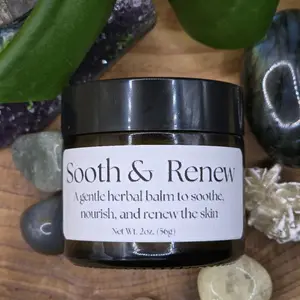 Sooth & Renew 2oz 56g Gentle Herbal Balm with Calendula Chamomile Green Tea Lavender for Delicate Dry Skin Nourishment