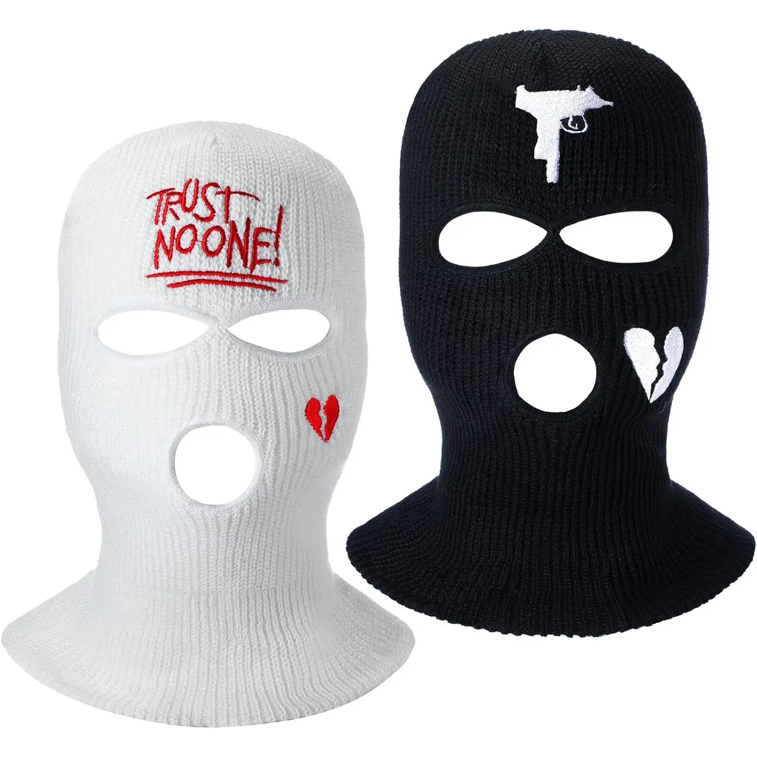 2 Pack 3-Hole Knit Balaclava Protective Mask, Winter Warm Full Face Ski Mask for Men & Women, Outdoor Sports Face Cover, Outdoor Sports Mask
