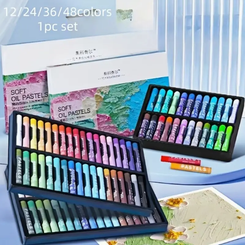 Soft Oil Pastel Set with 48 Vivid Colors, Art Supplies, Art Craft Supplies, Art Drawing Supplies, Arts And Crafts Supplies, Perfect for Blending and Mixing, Ideal for Artists, Beginners, Adults and Teachers