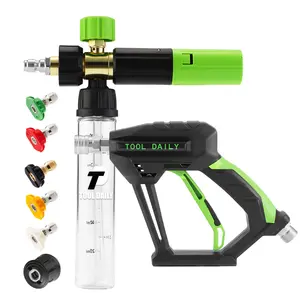 High Pressure Washer Gun Short Nozzle, Mini Foam Spray Head, 5 High Pressure Nozzles, 1/4 Inch Quick Connect, Karcher M22 Adapter Included, Foam Lance, Foam Sprayer, Thick Foam Car Wash, Car Washing Tool, Car Wash Equipment