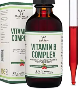 Supplements Liquid Vitamin B Complex - 2 Month Supply - Max Absorption - B3, B6, B7 (Biotin), B9, and Vitamin B12 - Cherry Flavor - 2 FL OZ