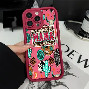 Western Mama Phone Case Cowgirl Mama Cactus Cow Skull Southwestern Aesthetic Shockproof Protective Cover for iPhone 17 Air 17 Pro 16 Pro 15 Pro Max 14 13 12 11 XR XS
