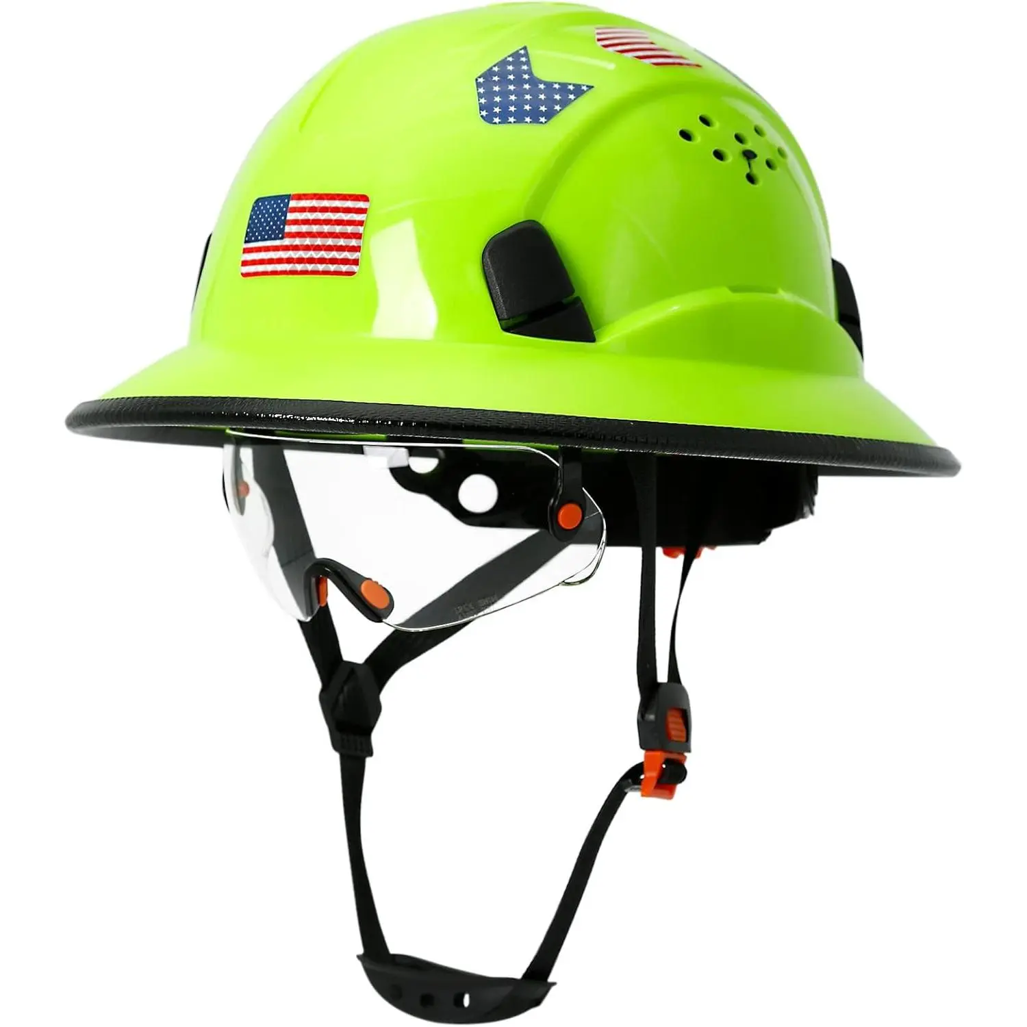 Full Brim Hard Hats Construction OSHA Approved with Clear Visor - Cascos De Construccion Vented Hard Hat with Chin Strap ANSI Z89.1 Adjustable Cool Vent Work Safety Helmet for Men Women full brim hard hat OSHA Approved Vented Hard Hat with Headlight