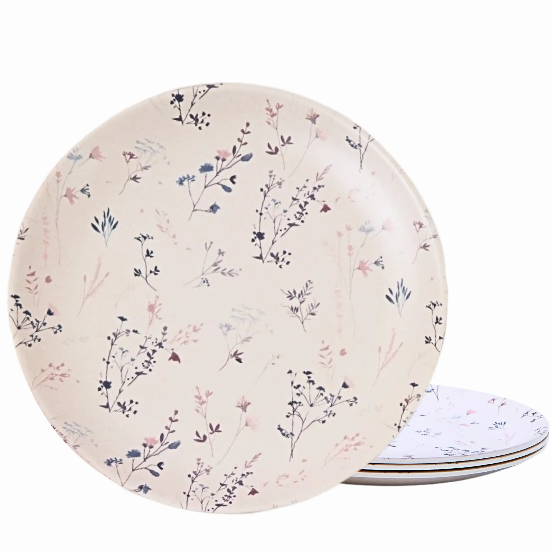 4-Pack Sustainable Eco-Friendly Bamboo Plates, Plates for Kids, Dinner Plates, Dessert Plates, Picnic Plates