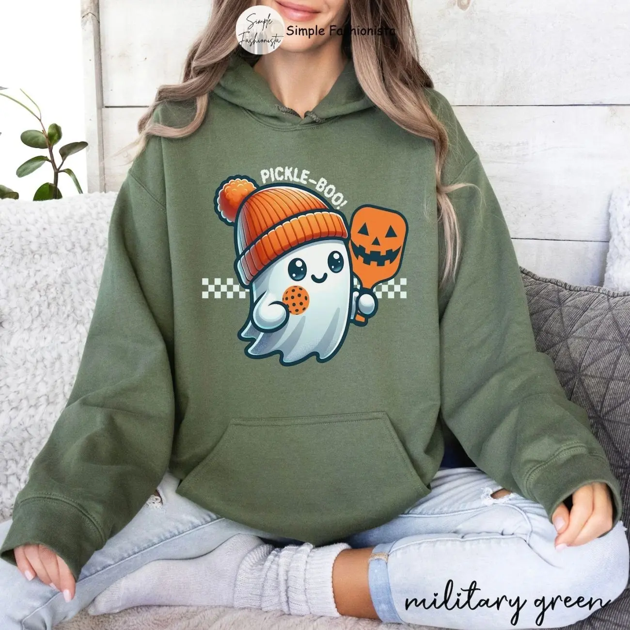 Pickleball Halloween Hoodie, Funny Pickleball Ghost Sweatshirt, Spooky Season Pickleball Gifts, Soft Cotton, Full Size