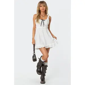 Eyelet Frill Mini Dress
