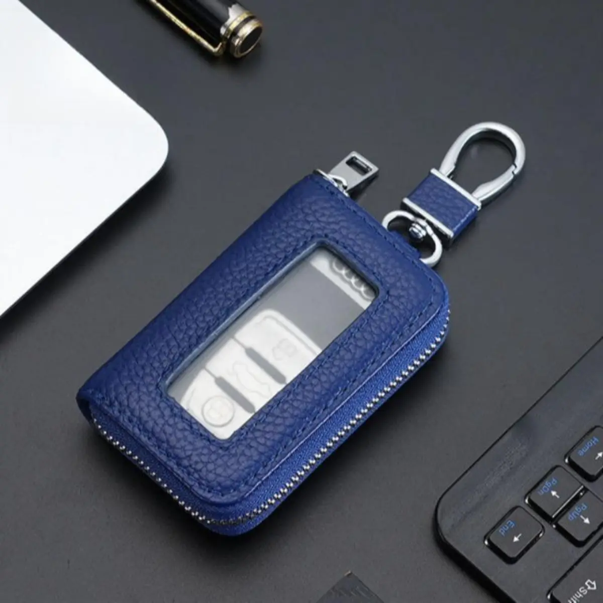 Compact PU Leather Key Covers with Secure Zip, Universal Fob Pouch for Men & Women, Space-Saving Organizer that Protects Keys, Unisex, Wear‑Resist Pu