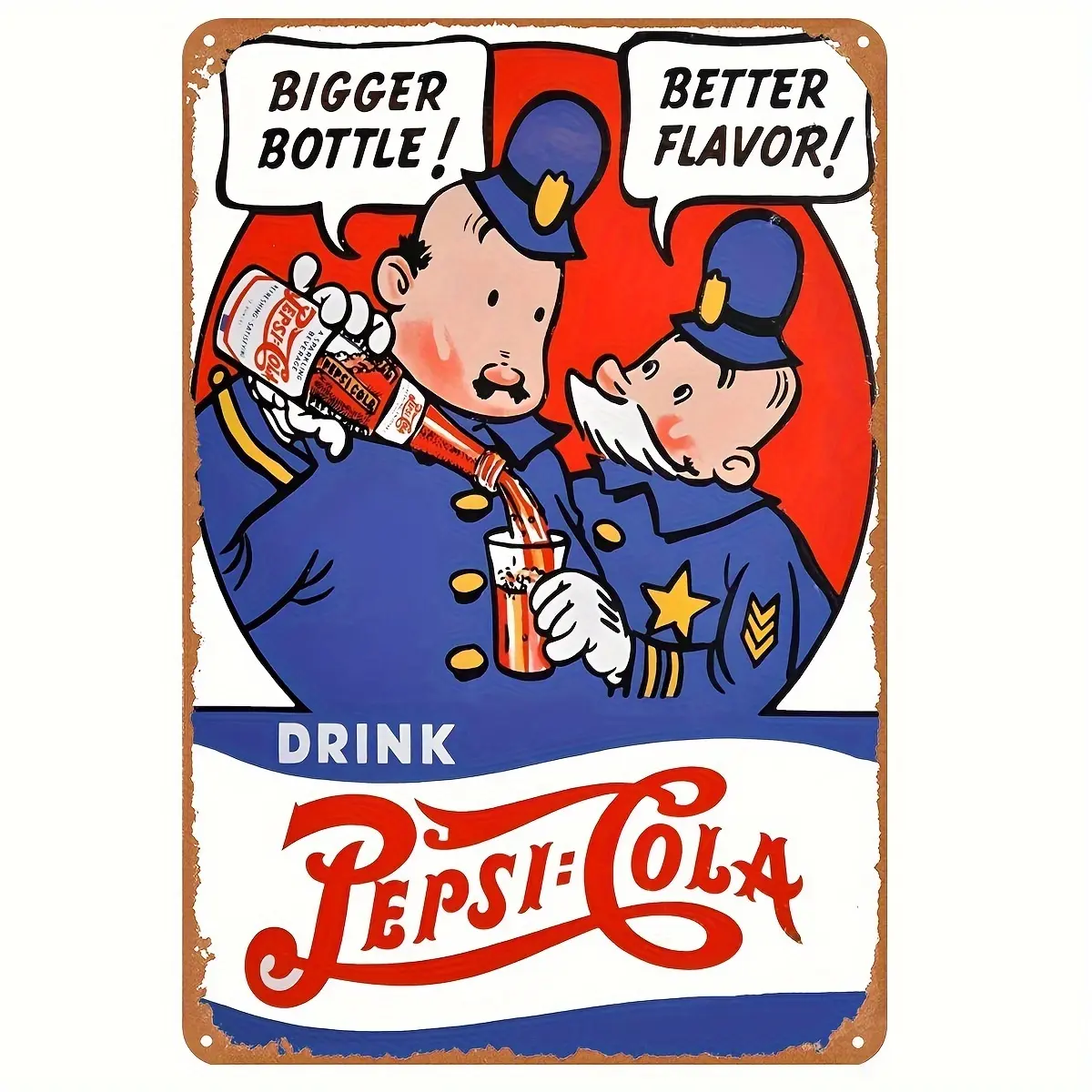 Pepsi Cola Vintage Metal Sign (8in x12in) - Timeless Home Decor, Bar Signs, Home Office Decoration Plaque for Wall Display