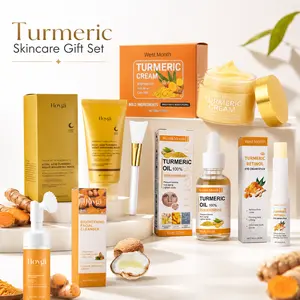 Turmeric Skincare Set – All-in-One Facial Kit for Glowing Skin Brightening Routine with Cleanser Cream Oil Retinol Eye Care Perfect Gift