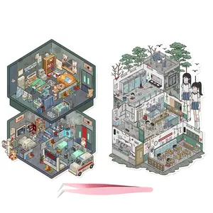 2-Pack Horror Diorama Sticker Set – Campus Strange Tales & Silent Hospital Scenery Decoration
