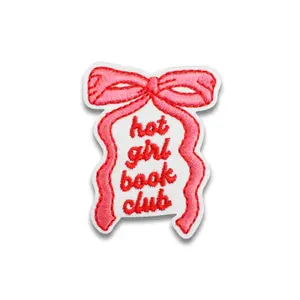 Hot Girl Book Club Embroidered Patch -  Iron-On Applique