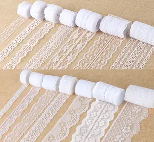 Vintage White Lace Ribbon Set - 46 Yards of Assorted Pattern Lace Rolls for Crafts, Scrapbooks, and Weddings,14 rolls，3.28 yards per roll