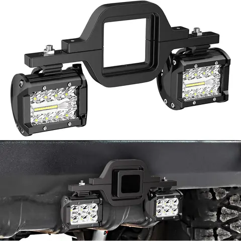 Nilight 2 Pcs 4-Inch 60W Output LED Work Light Pods with 2-Inch Tow Hitch Mounting Brackets, Backup Reverse Tailgate Bar, 9-30V DC, 2700LM Wide Spread, 6063 Alu Housing, Truck SUV Underglow Accessories, Led Car Lights, Tow Trailer Kit