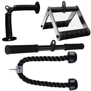 Fitarc Cable Machine Attachment Set LAT Pulldown Tricep Pull Down Bar & Rope for Home Gym Equipment Nylon