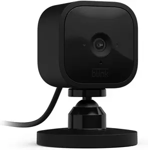 Blink Mini - Compact indoor plug-in smart security camera, 1080p HD video, night vision, motion detection, two-way audio, easy set up, Works with Alexa – 1 camera (Black)