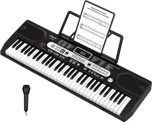 Gaomon 61-Key Digital Multifunction Keyboard Piano with Microphone, LCD Display, Keynote Stickers, Portable Design, MP3, USB and MIDI Compatibility
