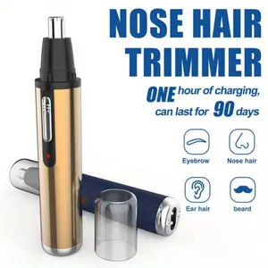 Gold Cordless Metal Rechargeable Nose & Ear Hair Trimmer, Face Eyebrow Mustache Beard Shaver Clipper