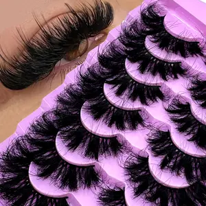MKYDCG New 7 pairs thick mink lashes 3D dramatic false eyelashes handmade fluffy eyelashes natural long 25mm eyelash extension makeup