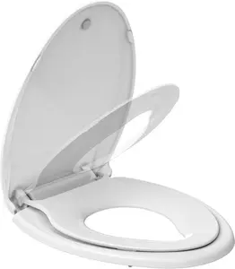 Toilet Seats Elongated,19" Extra Long Toilet Seat,Built-In Potty Training Seat for Toddlers,Safe & Durable PP Material,Quiet-Close Hinges, Easy Installation & Release with Hardware