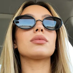 Retro sunglasses metal oval frame men's black sunglasses women's high-end cat eye sunglasses, Stylish Glasses, Classic Oval Sunglasses