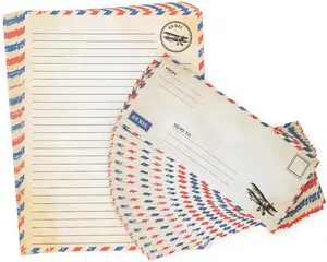 60 Pack Airmail Paper and Envelopes Set 8.5 x 11 Inches Blue Writing Paper for Invitations, Love Letters, Letters to Troops, Christmas Letter - 8.5 x 11 Inch