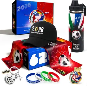 2026 Soccer Fan Gift Basket Set, 9 Piece Sports Accessories Bundle with Tumbler, Towel, Hat, Keychain and Wristband