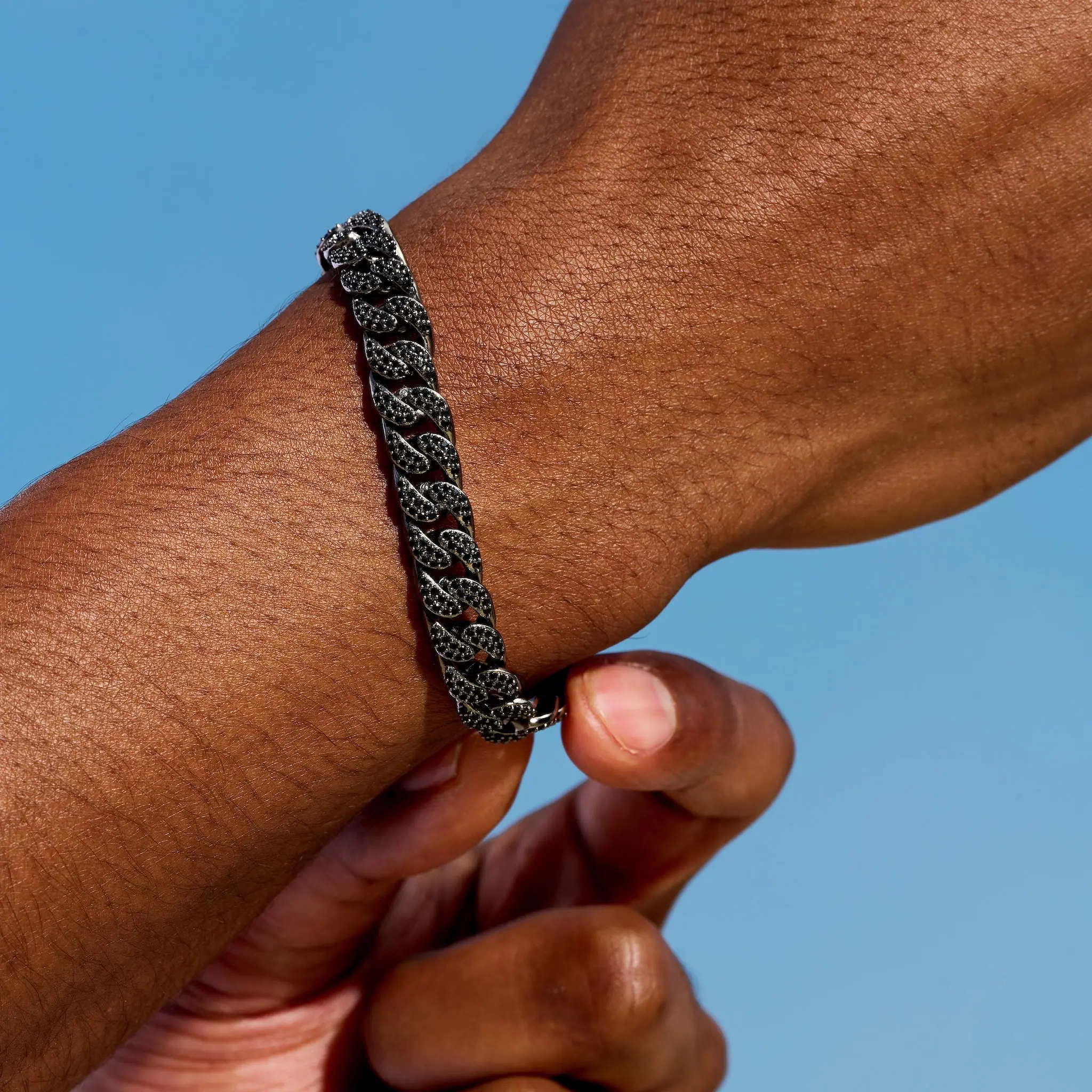 GLD Black Diamond Cuban Chain Bracelet in Black - 8.5mm - Perfect Gift