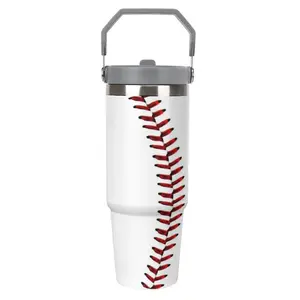 1pc 30oz Stainless Steel Insulated Tumbler, Baseball Stitch Design, Durable and Heat-Resistant, Perfect Gift for Hot and Cold Drinks
