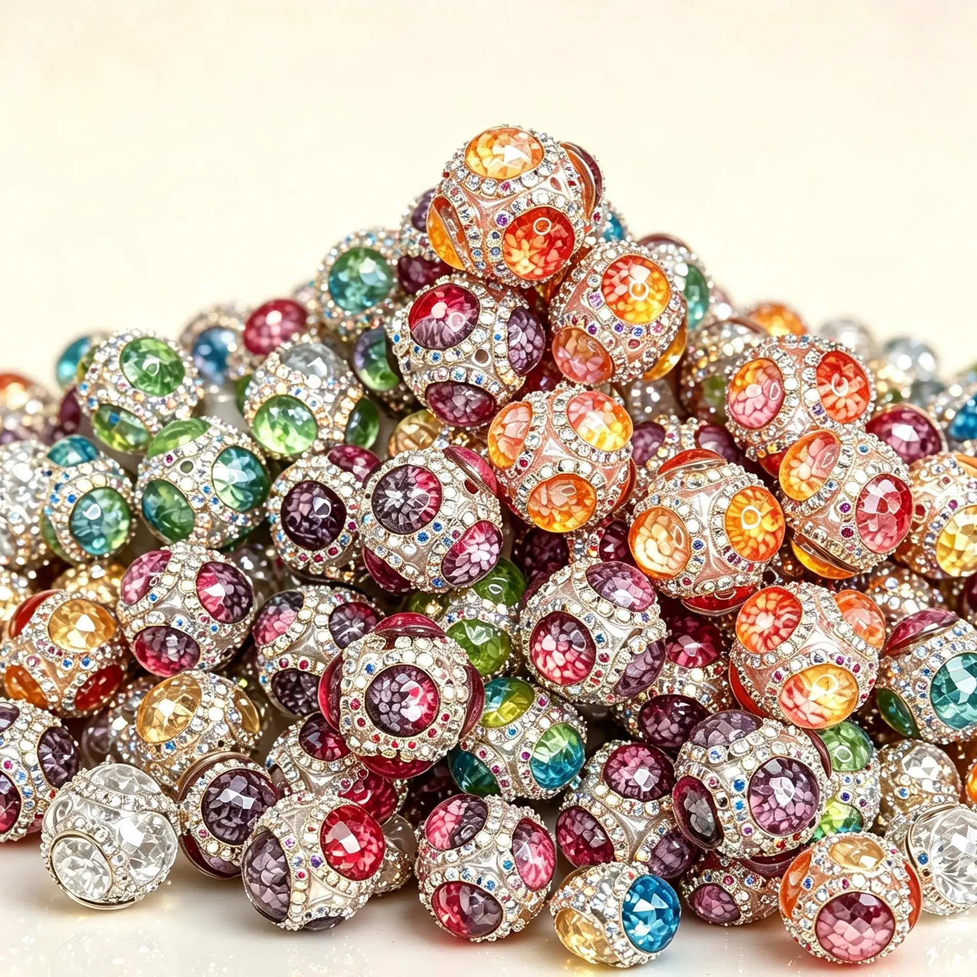 [fangyuan]Colorful Rhinestone Encrusted Large Hole Beads For DIY Bracelets & Bead Pens Jewelry Craft