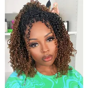 8 Inch Yanky Twist Crochet Hair for Black Women 8 Packs Pre-looped Yankee Twist Hair Brown Spring Mini Passion Twist with Curly Ends Synthetic Crochet Braids (8 Inch, OT30#)