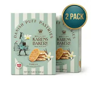 Karen’s Bakery Vanilla Cream Danish Puff Pastries Snack, 2 Pack, Baked in Denmark
