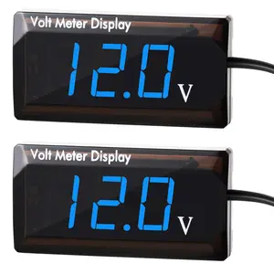 TRAIL RECKONING 2 Pieces DC 4 to 28V Car Digital Voltmeter 12V Voltage Meter Car Audio Gauge LED Display 12V Waterproof Voltage Gauge Meter for Motorcycle(Blue Light)
