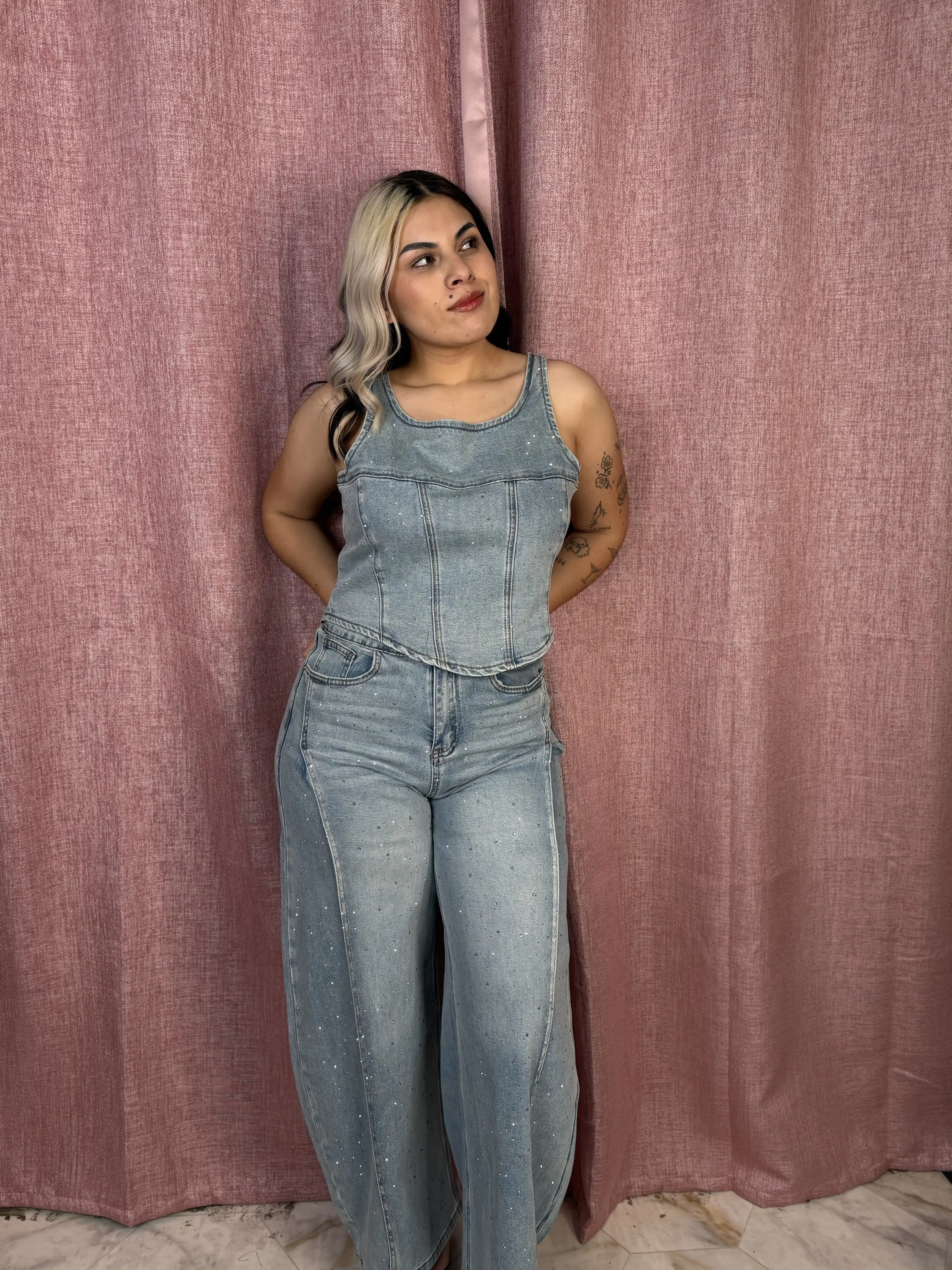 Kylie's Rhinestone Denim Set - 2 Piece Set