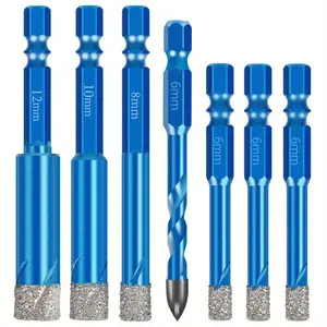 Diamond Drill Bit Set, Portable Tile Drill Bit Set, Efficient Tile Hole Saw Set, Precision Drilling Glass Drill Bit for Glass, Ceramic, Marble, Impact Bit Set