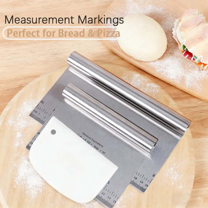 1pc, Bench Scraper, Stainless Steel Dough Scraper with Measurement Markings and Measurement Equivalents, Dough Cutter, Pastry Chopper, Bread, Baking Tools, Meal Preparation Tools, Kitchen Gadgets, Kitchenware Utensils, Kitchen Accessories