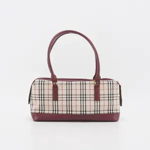 Pre-owned BURBERRY canvas Shoulder Bags Nova Check Burgundy BGP208667