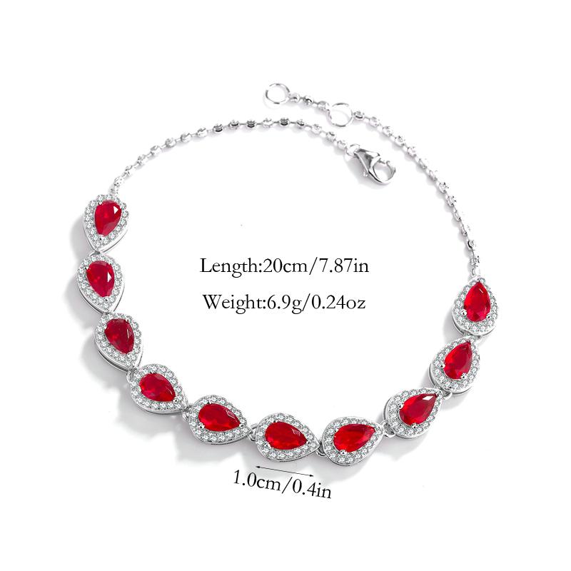 M️om's Gift！S925 Sterling Silver Teardrop Ruby Bracelet - Handcrafted Elegance for the Special Woman in Your Life. The Ultimate Christmas Gift That Whispers 'Forever'. #TimelessLuxury